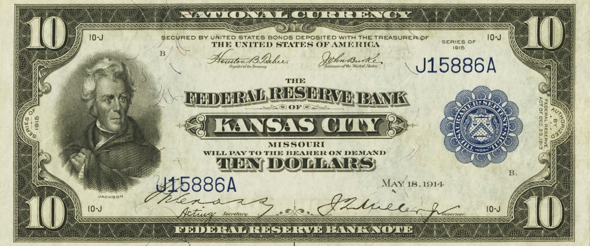 Front of United States p369: 10 Dollars from 1915