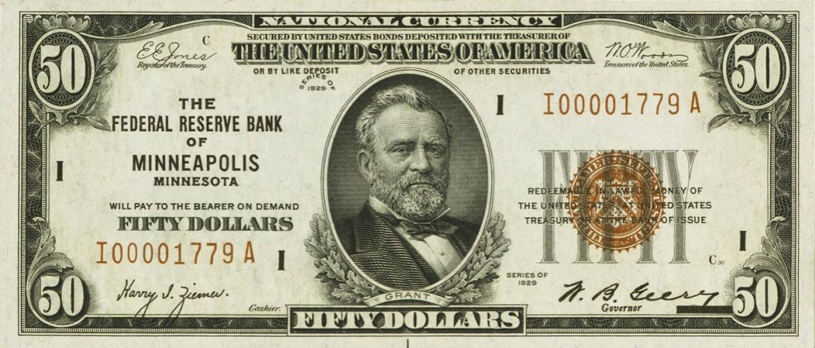 Front of United States p398: 50 Dollars from 1929