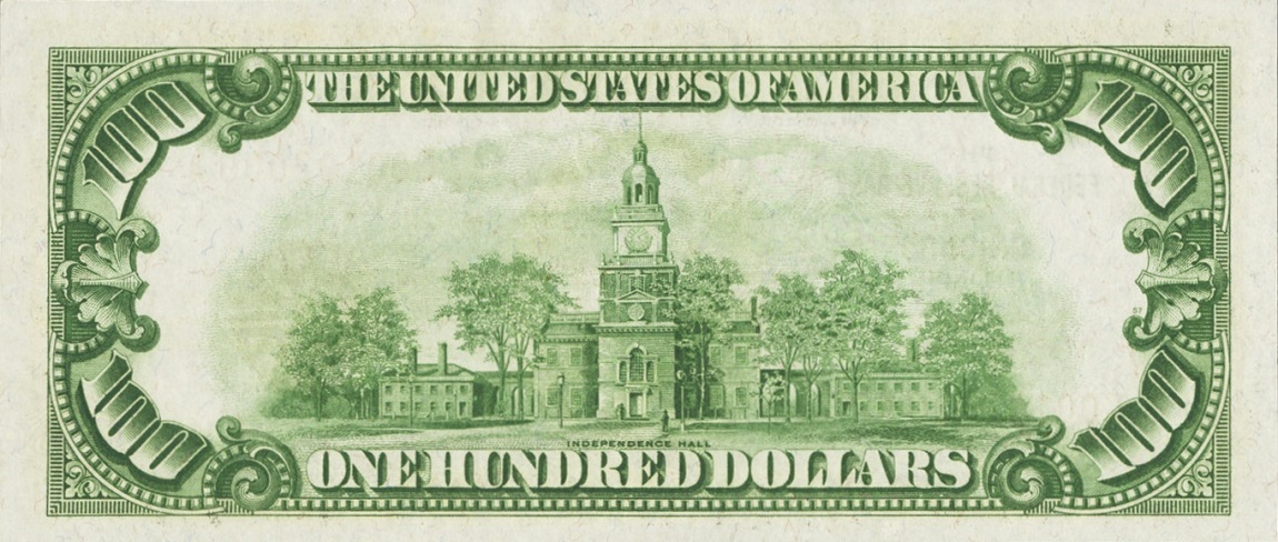 Back of United States p399: 100 Dollars from 1929