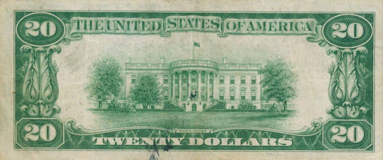 Back of United States p422a: 20 Dollars from 1928