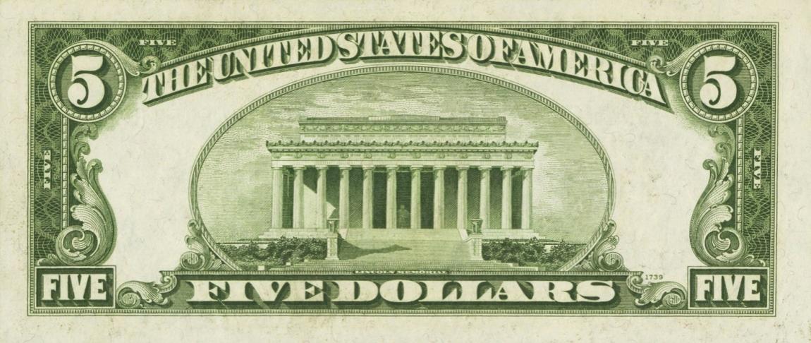 Back of United States p429Dd: 5 Dollars from 1934