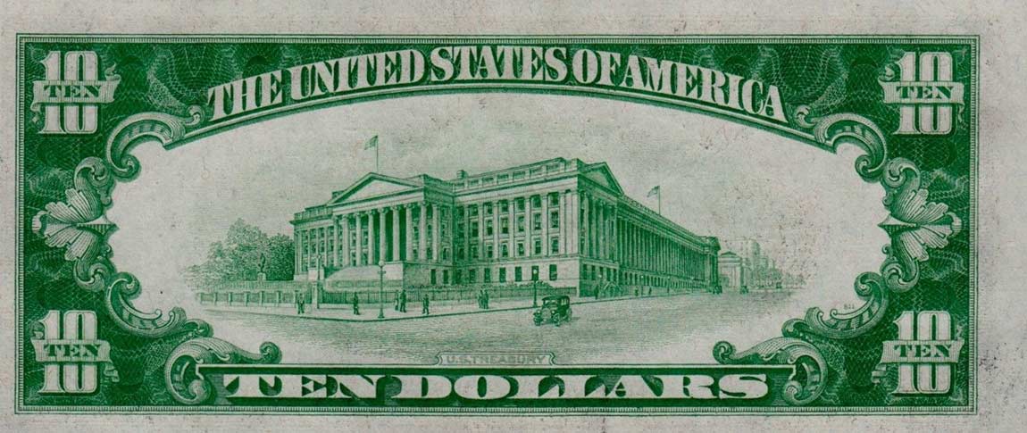 Back of United States p430Da: 10 Dollars from 1934