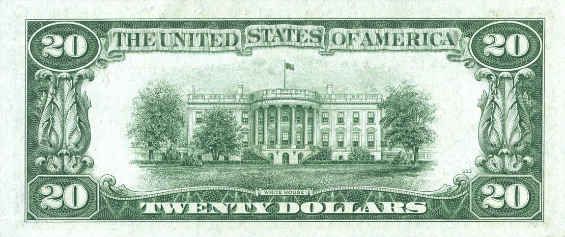 Back of United States p431Db: 20 Dollars from 1934