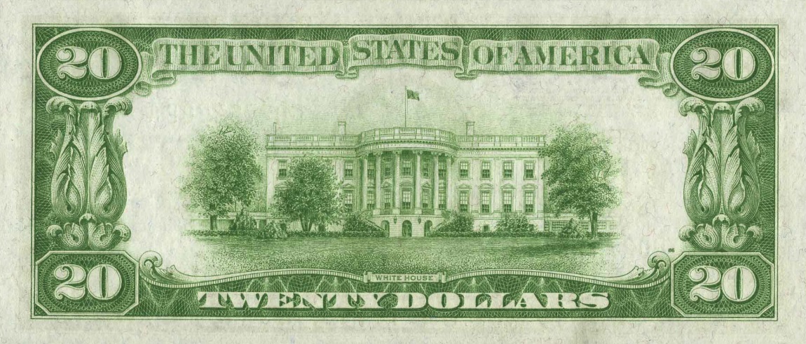 Back of United States p431L: 20 Dollars from 1934