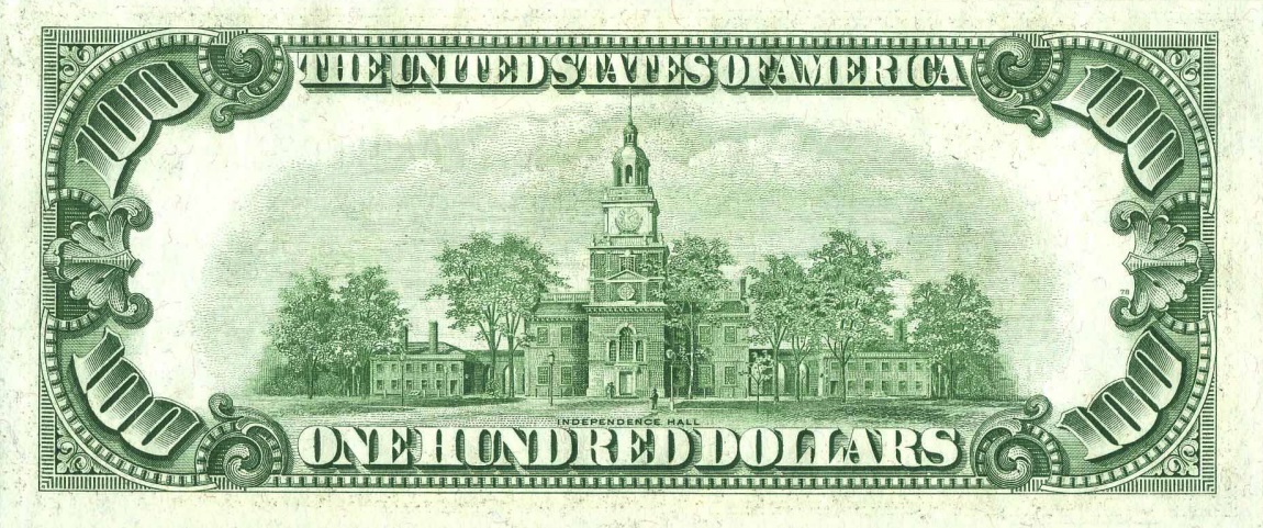 Back of United States p433Dd: 100 Dollars from 1934