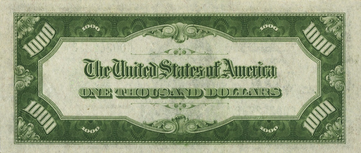 Back of United States p435a: 1000 Dollars from 1934