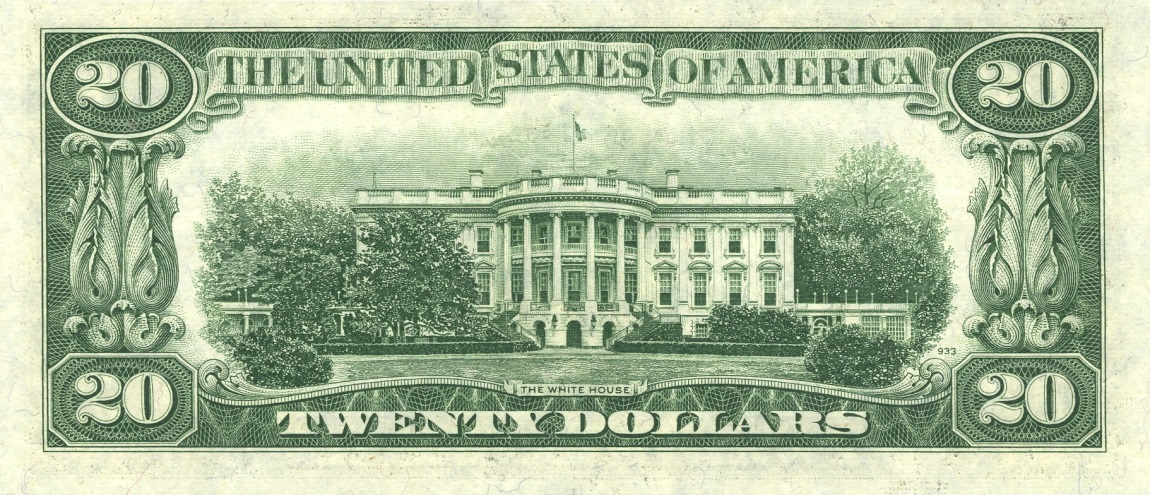 Back of United States p440c: 20 Dollars from 1950