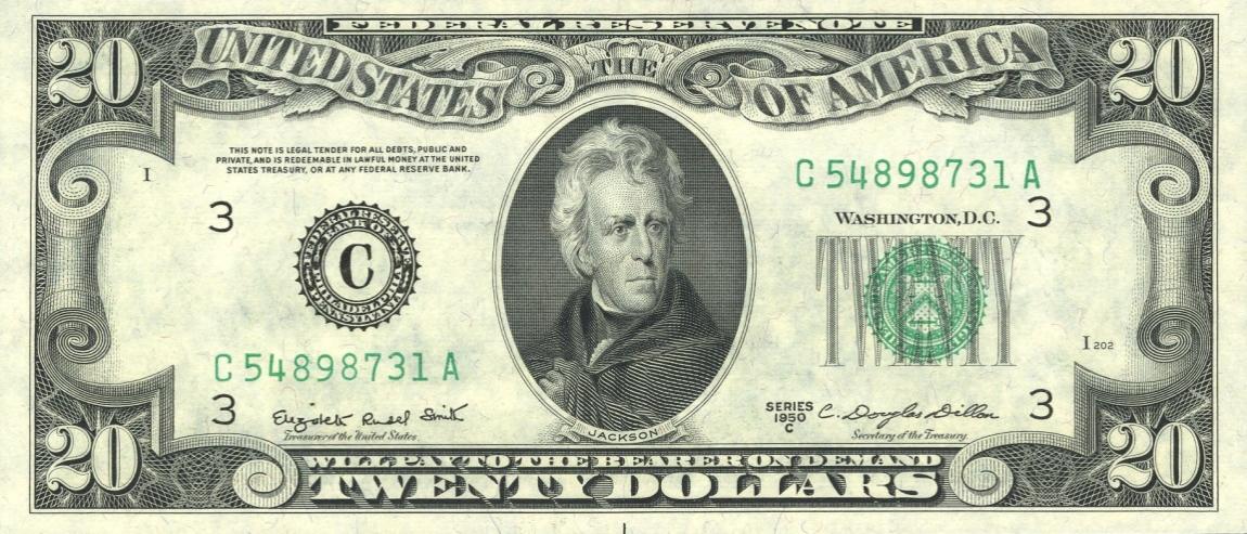 Front of United States p440c: 20 Dollars from 1950