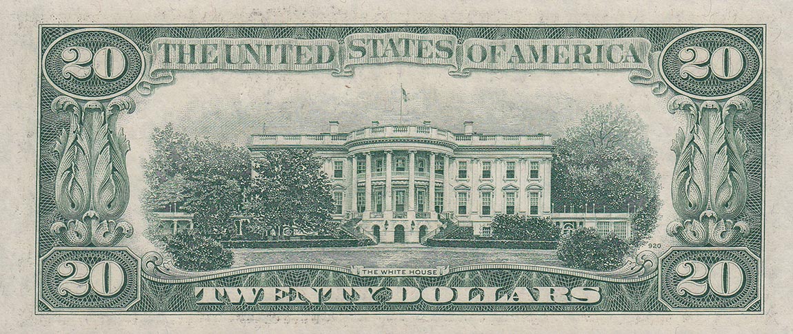 Back of United States p440d: 20 Dollars from 1950