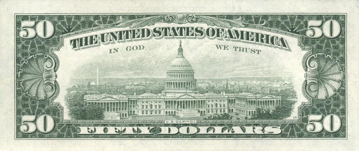 Back of United States p447: 50 Dollars from 1963