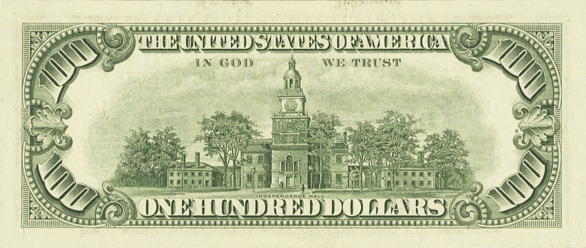 Back of United States p448: 100 Dollars from 1963
