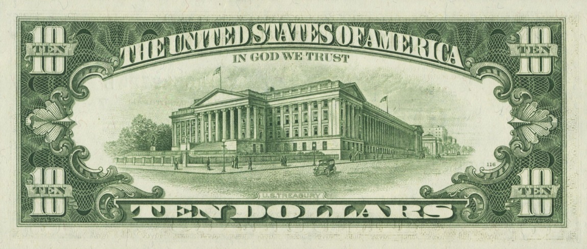 Back of United States p451a: 10 Dollars from 1969