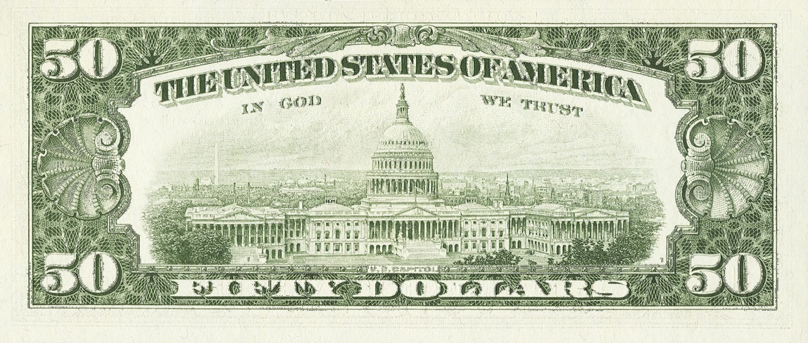 Back of United States p453a: 50 Dollars from 1969