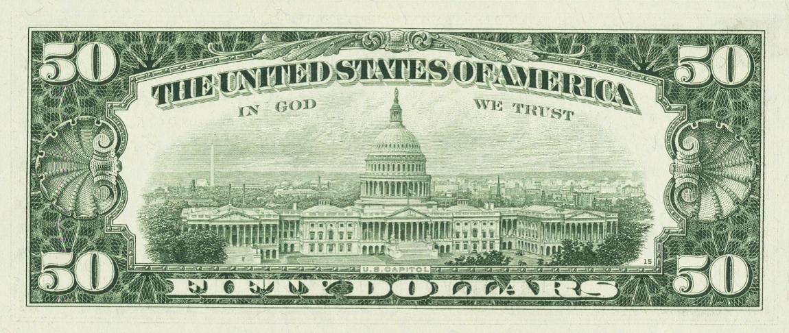 Back of United States p453b: 50 Dollars from 1969