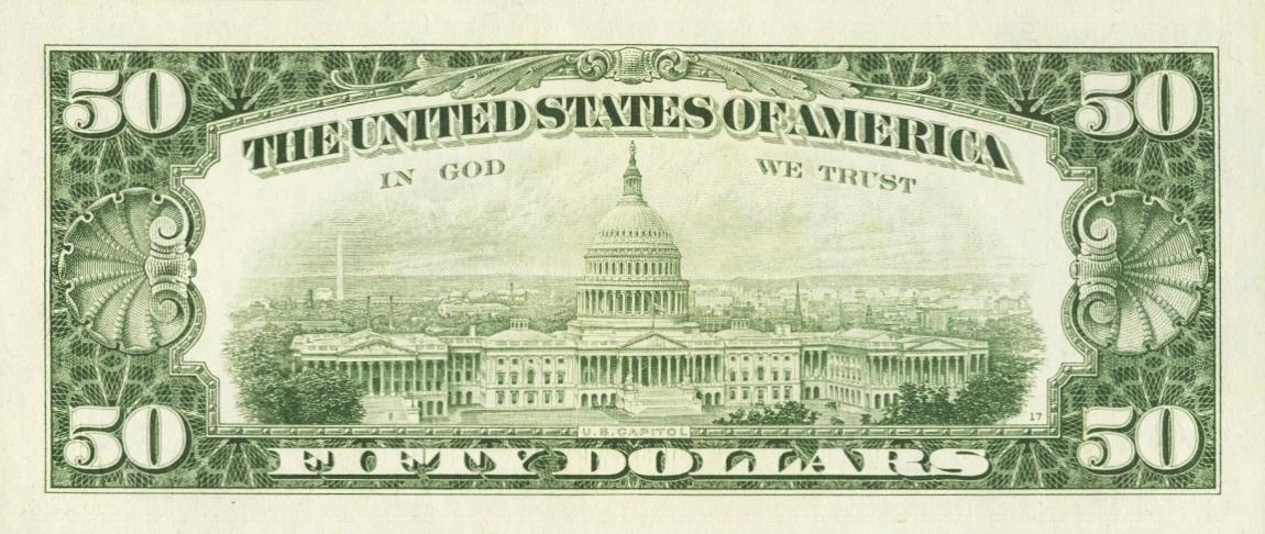 Back of United States p453d: 50 Dollars from 1969