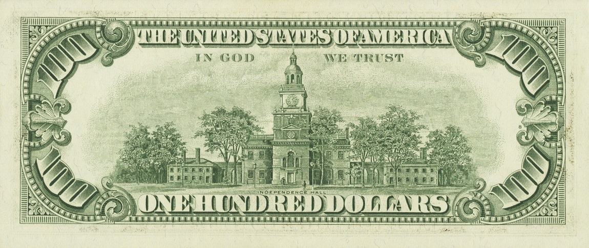 Back of United States p454a: 100 Dollars from 1969