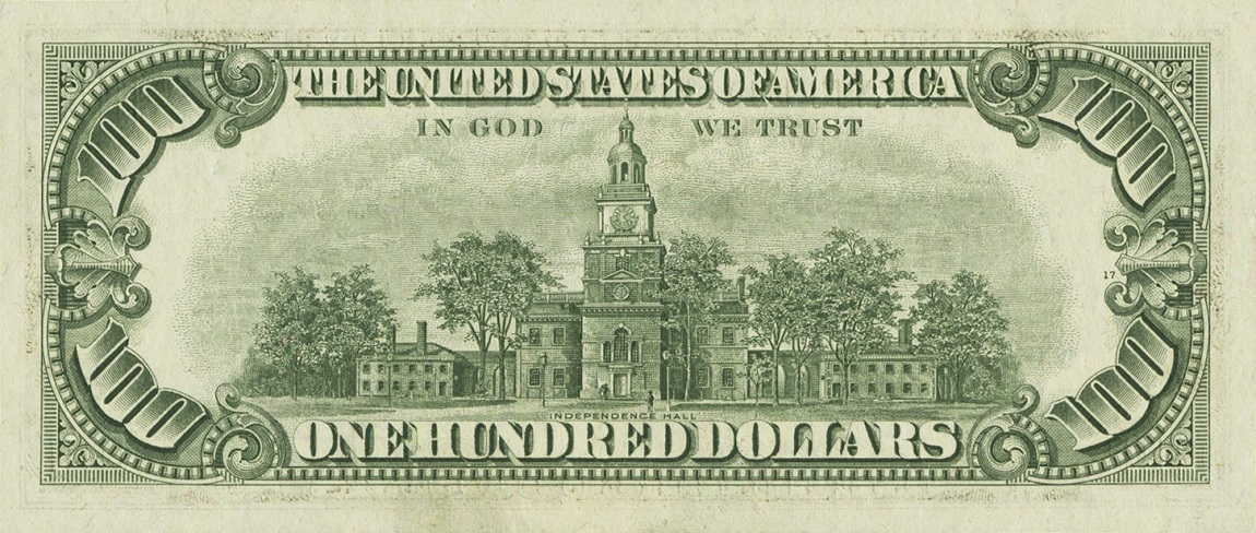 Back of United States p460: 100 Dollars from 1974