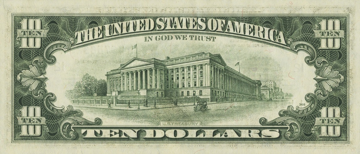Back of United States p464a: 10 Dollars from 1977