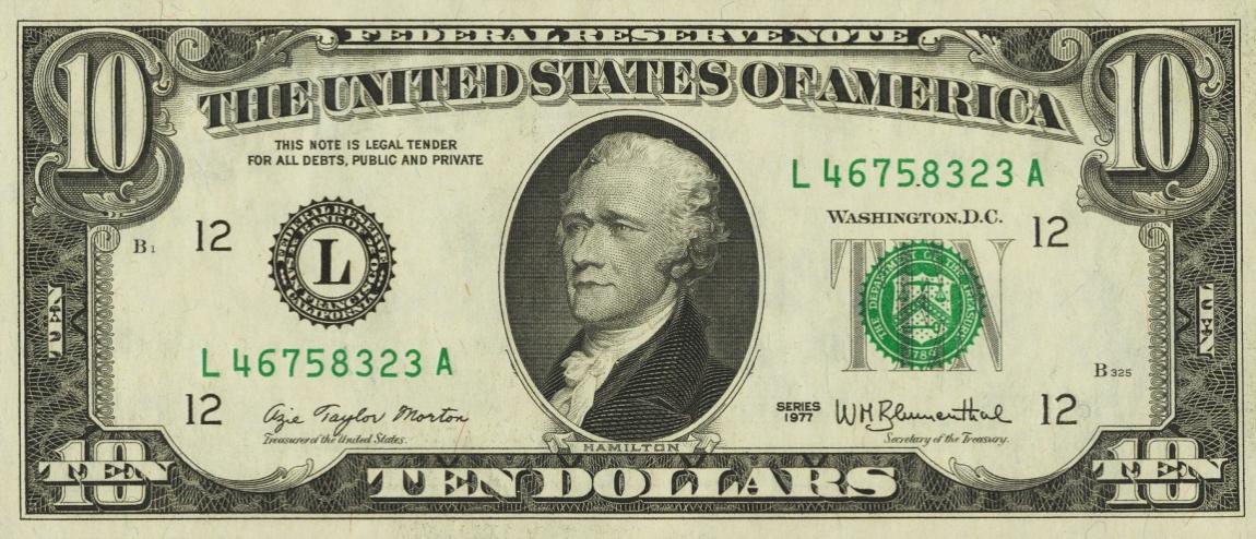 Front of United States p464a: 10 Dollars from 1977