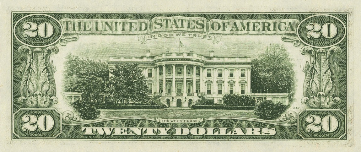 Back of United States p465: 20 Dollars from 1977