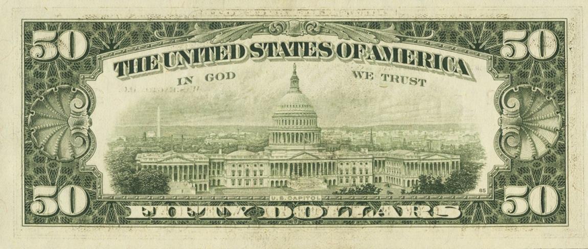 Back of United States p466: 50 Dollars from 1977