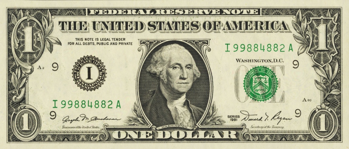 Front of United States p468a: 1 Dollar from 1981