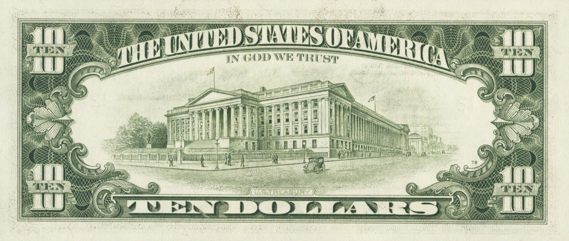 Back of United States p470b: 10 Dollars from 1981