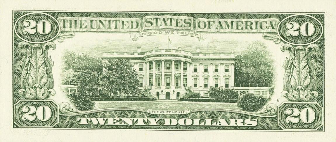 Back of United States p493: 20 Dollars from 1993