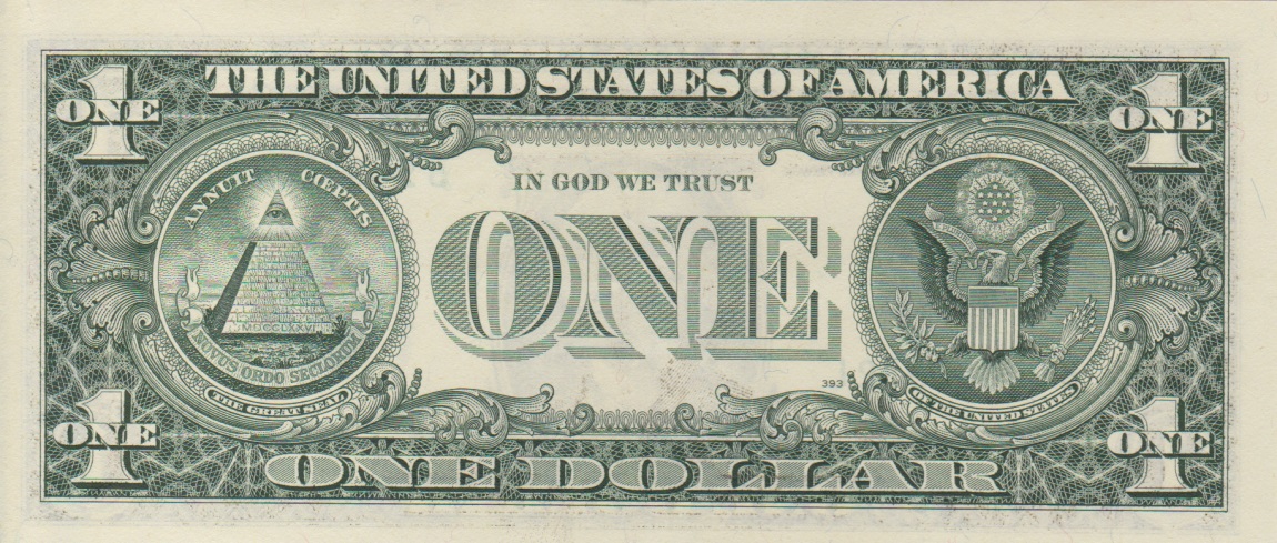 Back of United States p496a: 1 Dollar from 1995