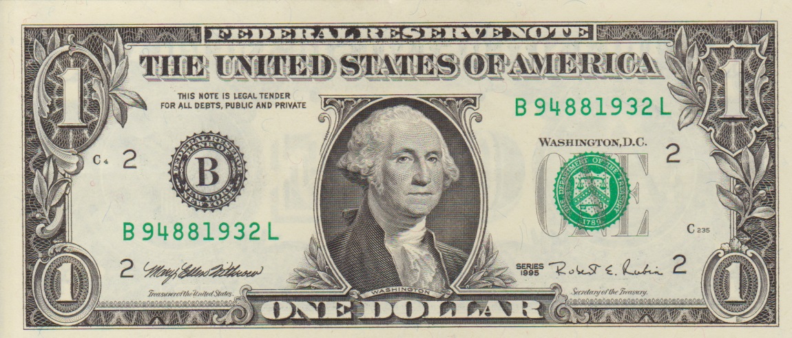 Front of United States p496a: 1 Dollar from 1995