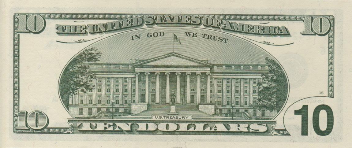 Back of United States p518: 10 Dollars from 2003