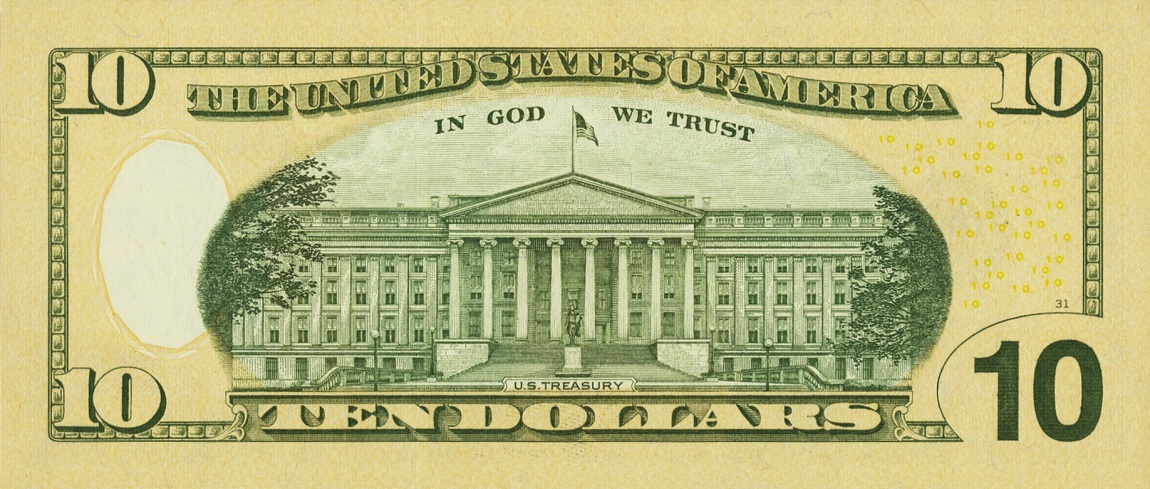 Back of United States p525: 10 Dollars from 2006