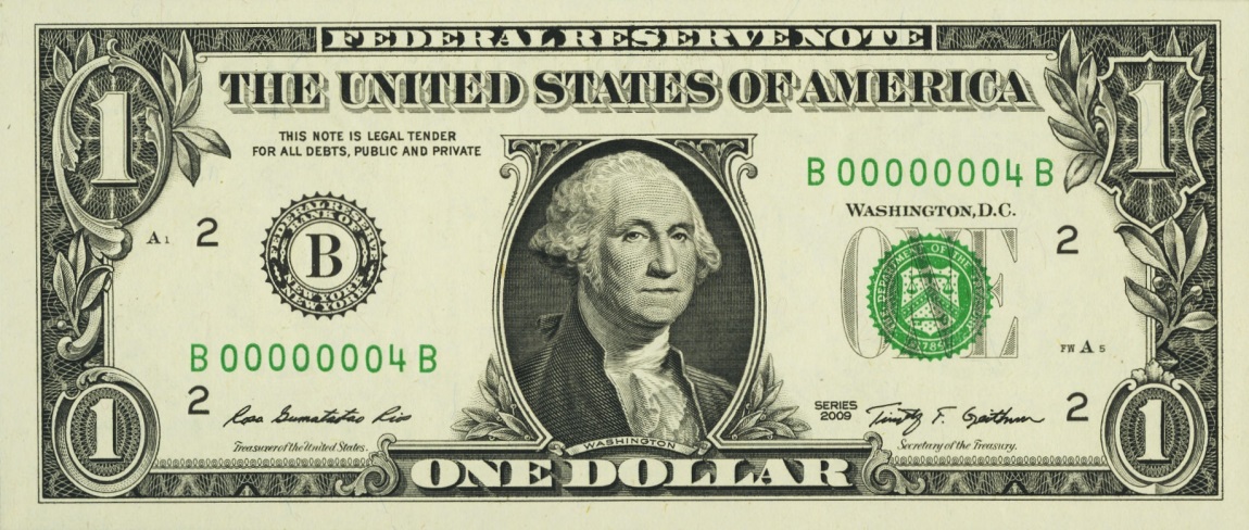 Front of United States p530: 1 Dollar from 2009