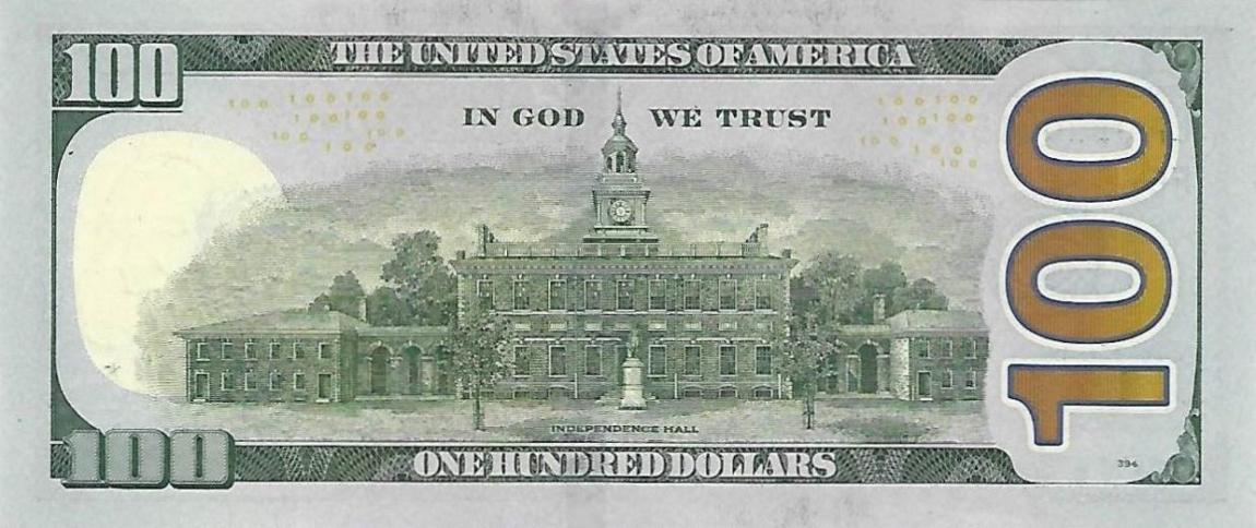 Back of United States p536: 100 Dollars from 2009