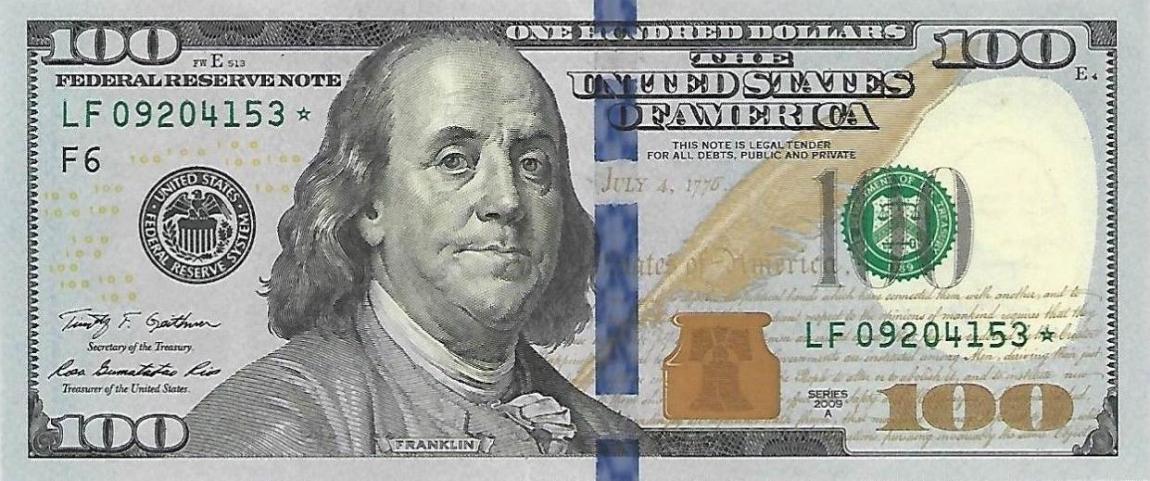 Front of United States p536: 100 Dollars from 2009