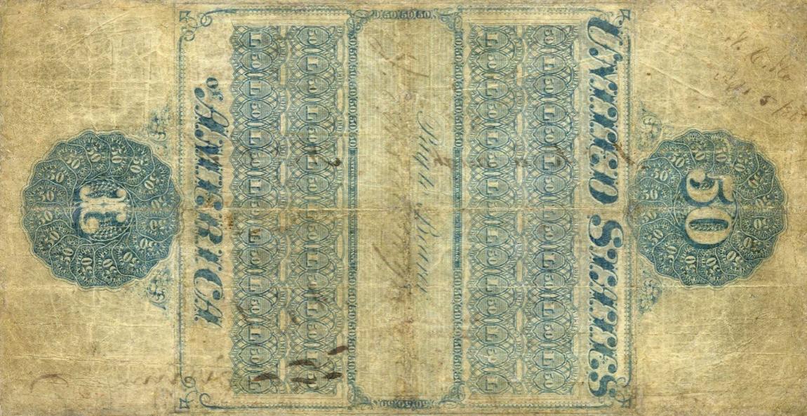 Back of United States p60: 50 Dollars from 1861