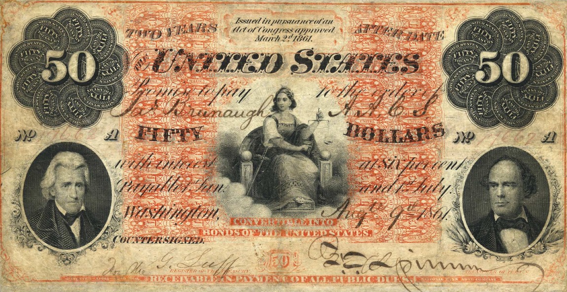 Front of United States p60: 50 Dollars from 1861