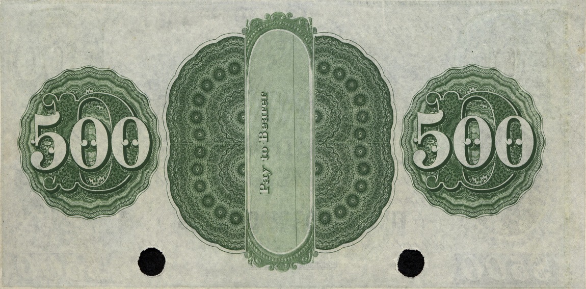 Back of United States p62: 500 Dollars from 1861