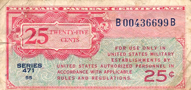 Front of United States pM10a: 25 Cents from 1947