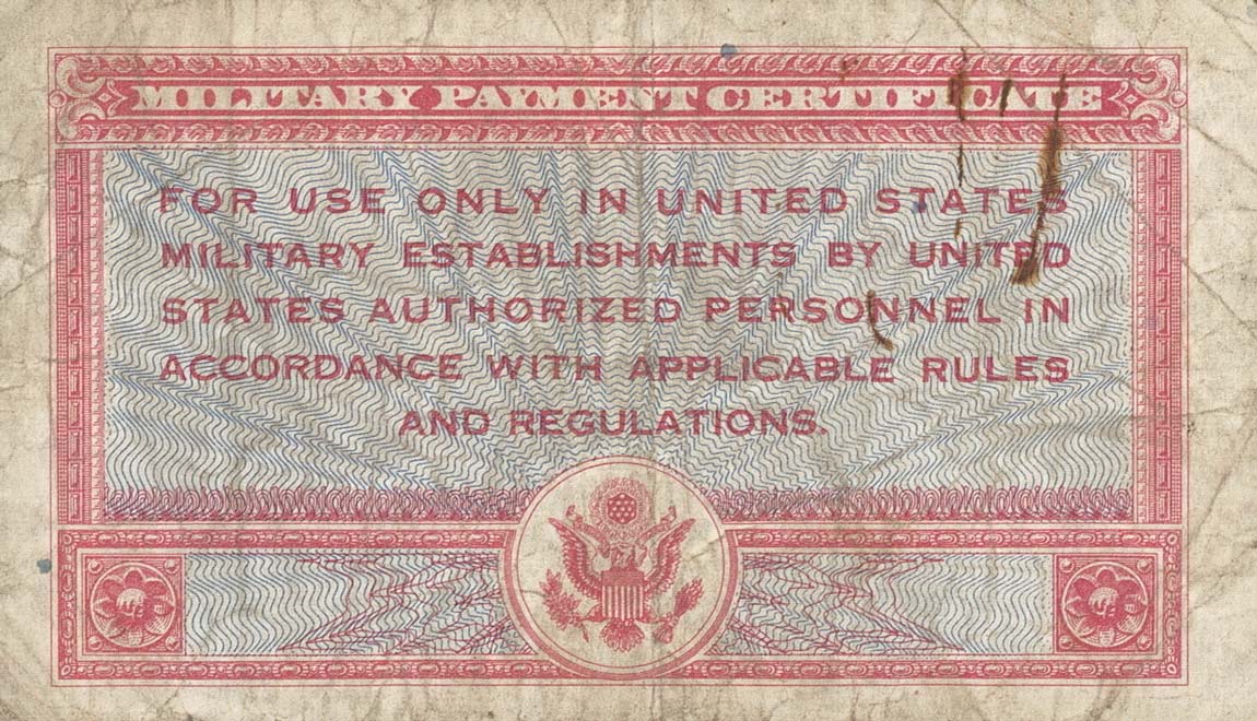 Back of United States pM12a: 1 Dollar from 1947