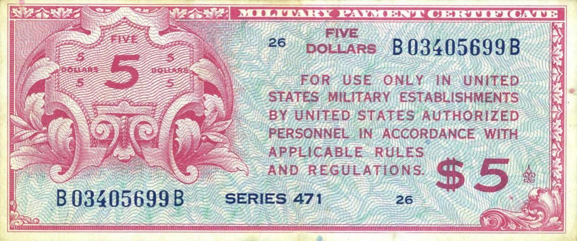 Front of United States pM13a: 5 Dollars from 1947