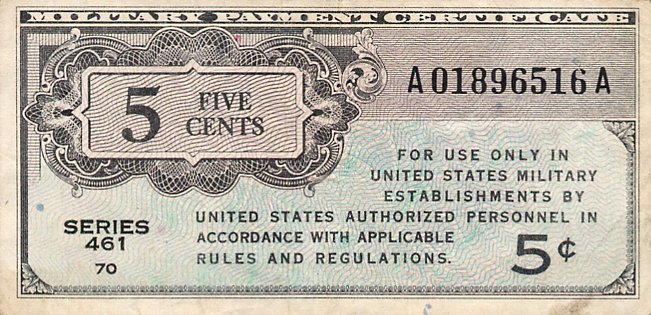 Front of United States pM1a: 5 Cents from 1946