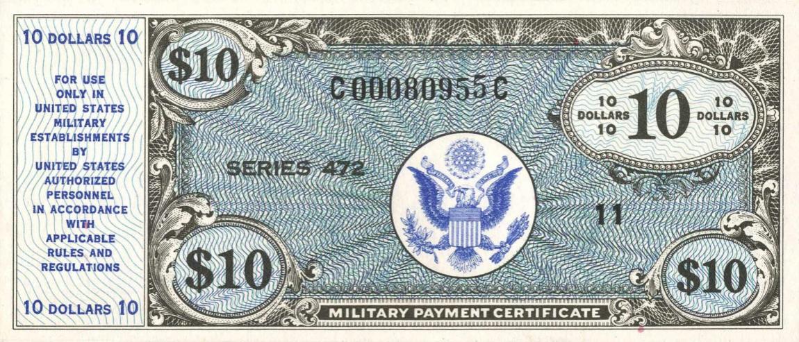 Front of United States pM21a: 10 Dollars from 1948