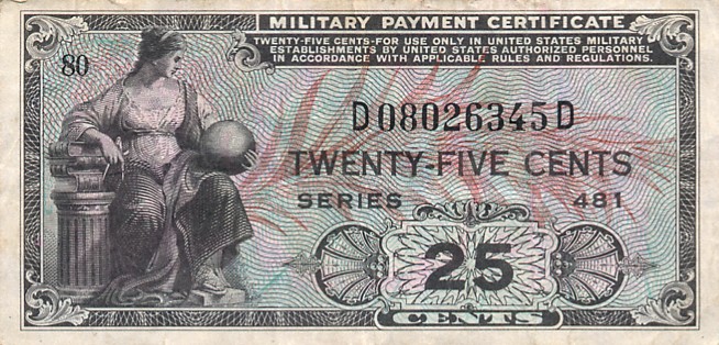 Front of United States pM24a: 25 Cents from 1951