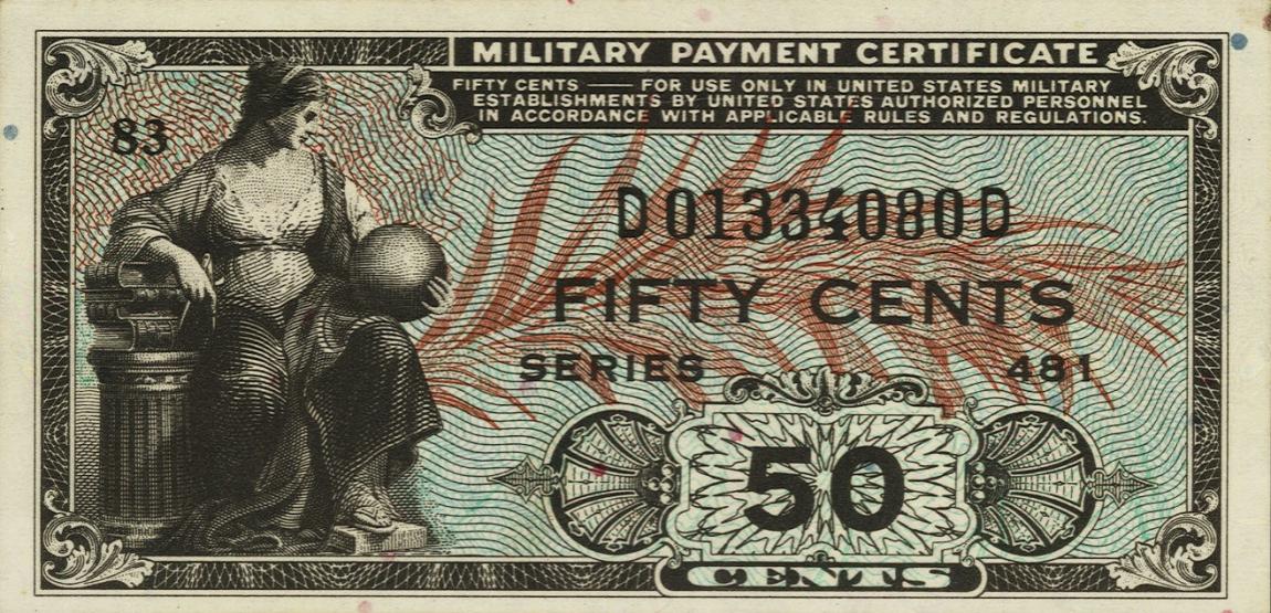 Front of United States pM25a: 50 Cents from 1951