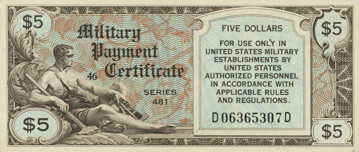 Front of United States pM27a: 5 Dollars from 1951