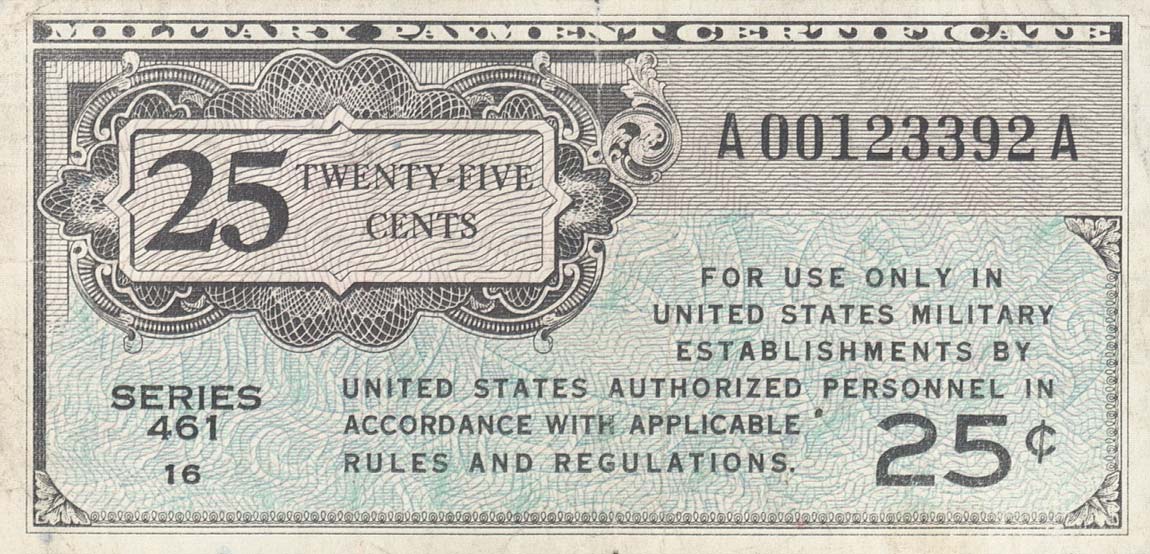 Front of United States pM3a: 25 Cents from 1946