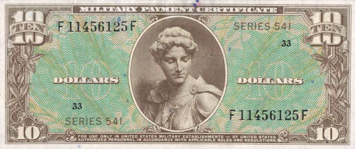 Front of United States pM42a: 10 Dollars from 1958