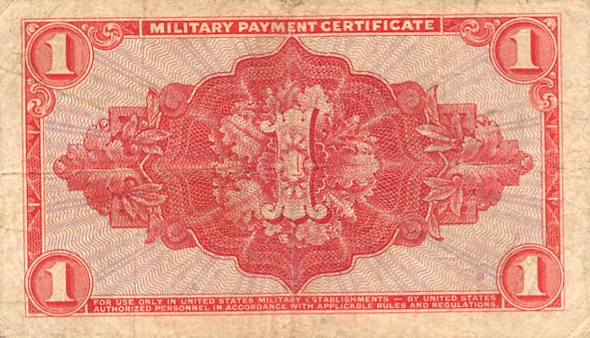 Back of United States pM47a: 1 Dollar from 1961