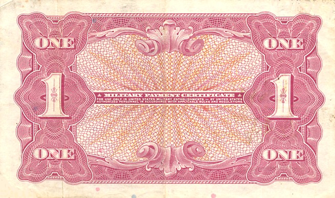 Back of United States pM61a: 1 Dollar from 1965